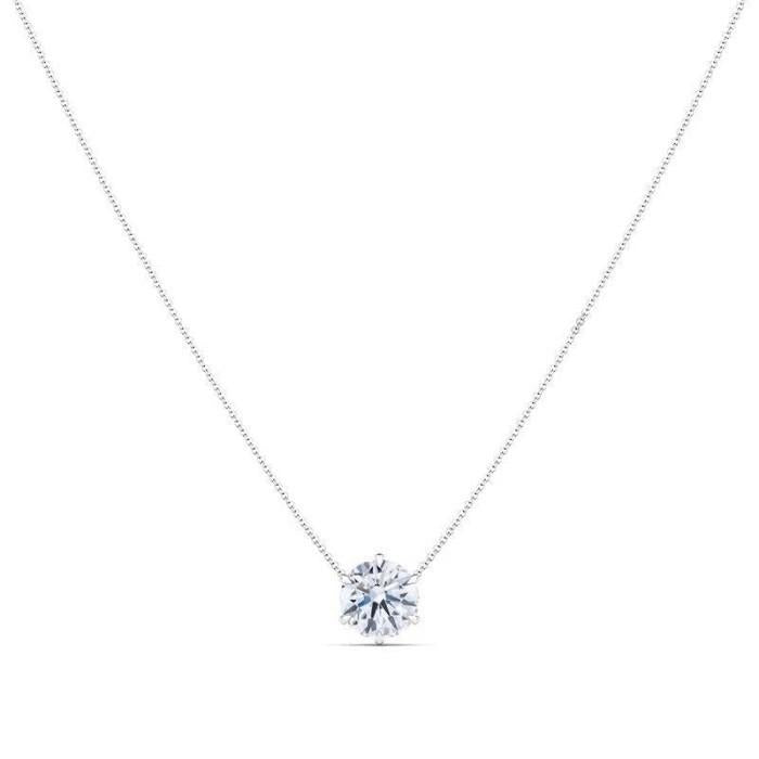 Diamond 6 Prong Solitaire Necklace Lab Grown 18k-Elsy Jewelry