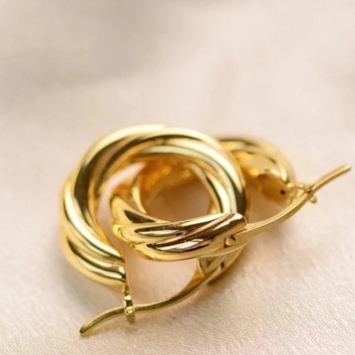 Vintage hoop 18k gold earring-Diamond Jewelry