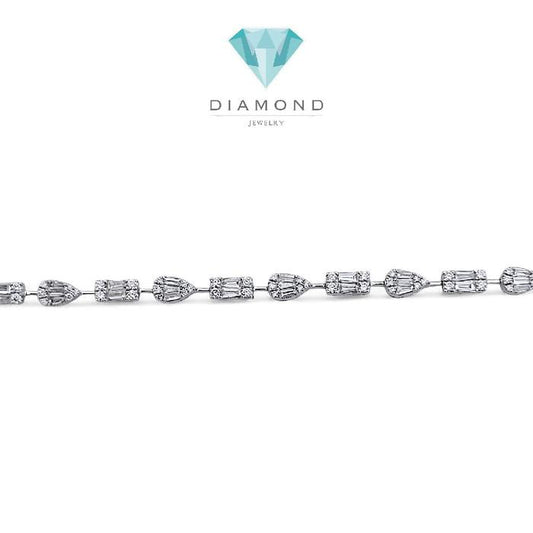 Multishape Baguette Diamond Bracelet 18K / Gelang Berlian Multishape Baguette 18K / Diamond Jewelry 404GB1860PRLS - HT