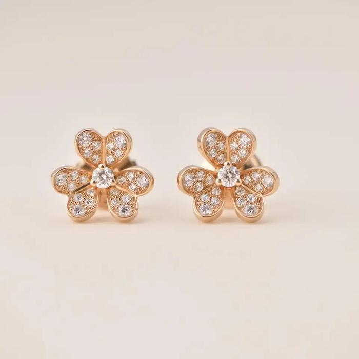 Clover frivole diamond earring 18k-Diamond Jewelry