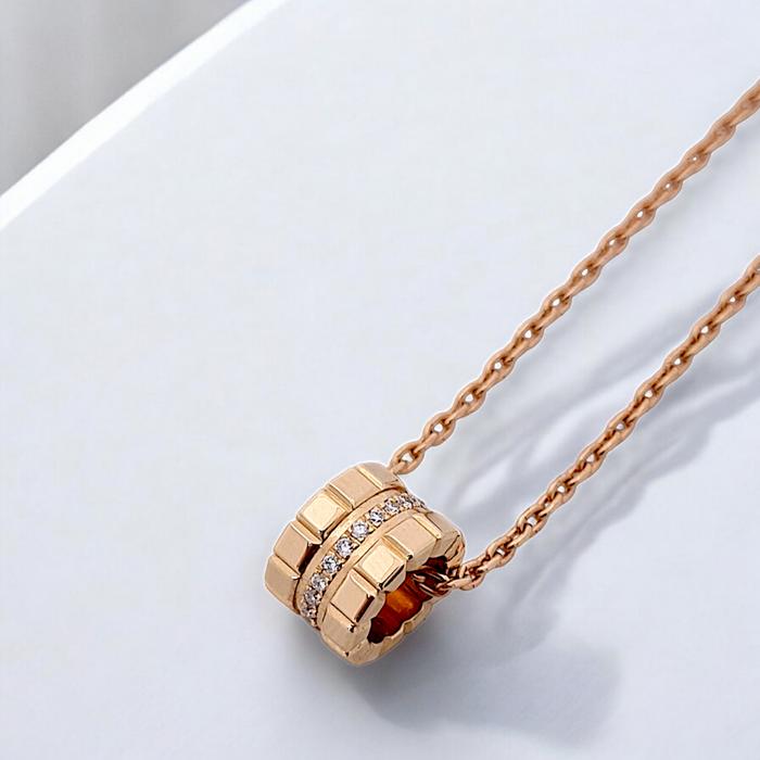 Ice Cube Diamond Chop Pendant Necklace 18K/Square Ice Cube Kalung Berlian / Diamond Jewelry-378KBD12000RY-HT