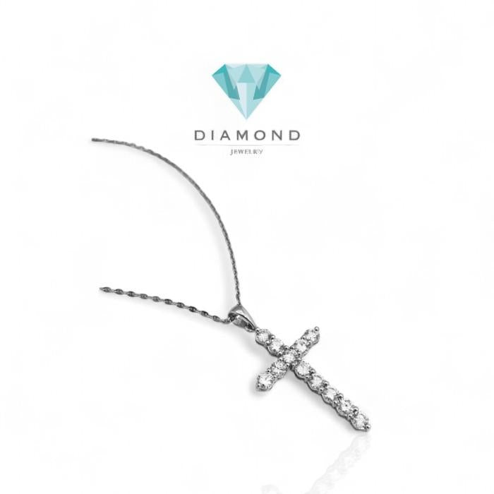 Solitaire Illusion Diamond Cross Pendant 18K