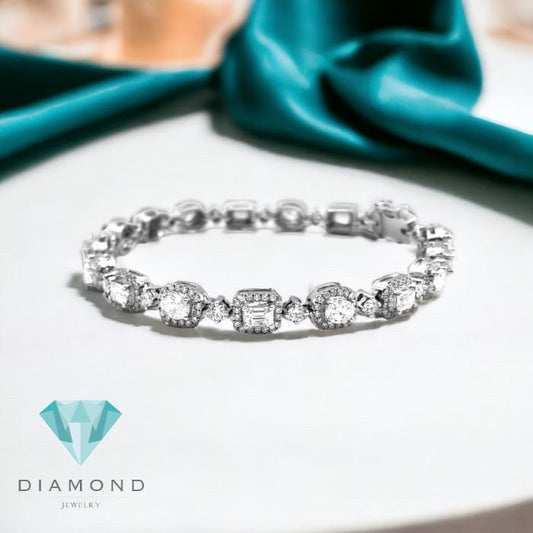 Fancy tennis diamond bracelet 18k -Diamond Jewelry