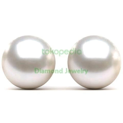 south sea pearl earring /Anting 13-15 mm 18 k gold Diamond Jewelry