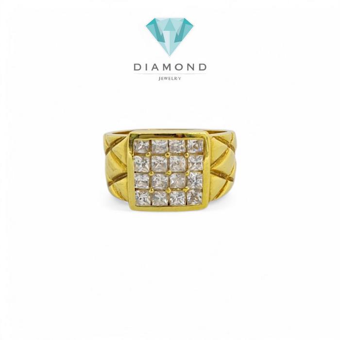 Cincin Mas Laki Square 23K-Diamond Jewelry