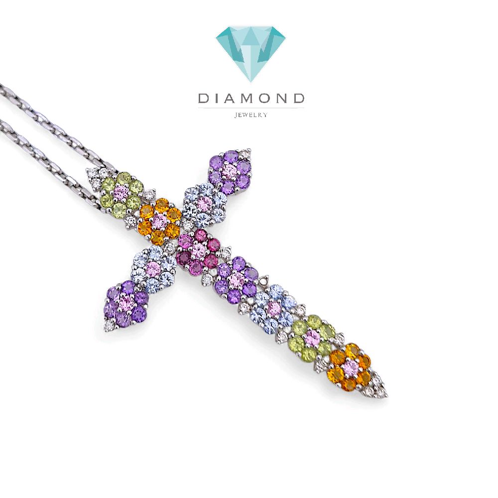Cross Flower Diamond Pendant 18K / Liontin Berlian Salib Bunga 18K / Diamond Jewelry 3LBGT890 - HT
