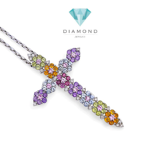 Cross Flower Diamond Pendant 18K / Liontin Berlian Salib Bunga 18K / Diamond Jewelry 3LBGT890 - HT