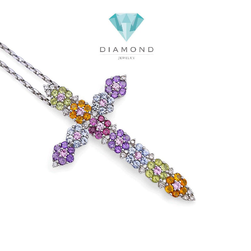 Cross Flower Diamond Pendant 18K / Liontin Berlian Salib Bunga 18K / Diamond Jewelry 3LBGT890 - HT
