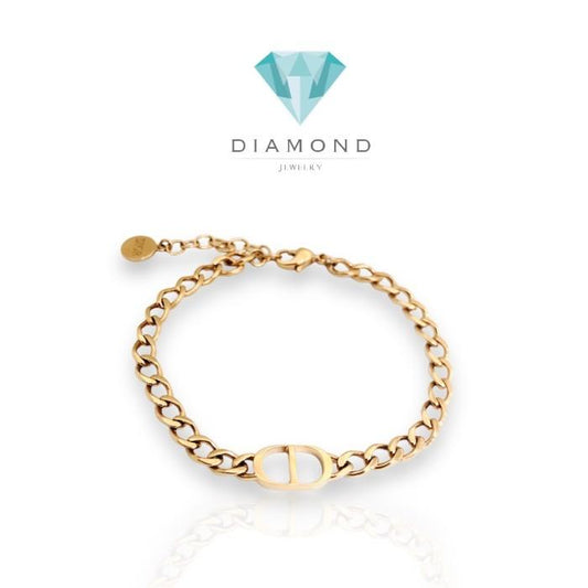 CD initial chain bracelet 18k gold -Diamond Jewelry