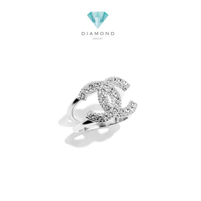 Inspired Double C Diamond Ring 18 k gold Diamond Jewelry
