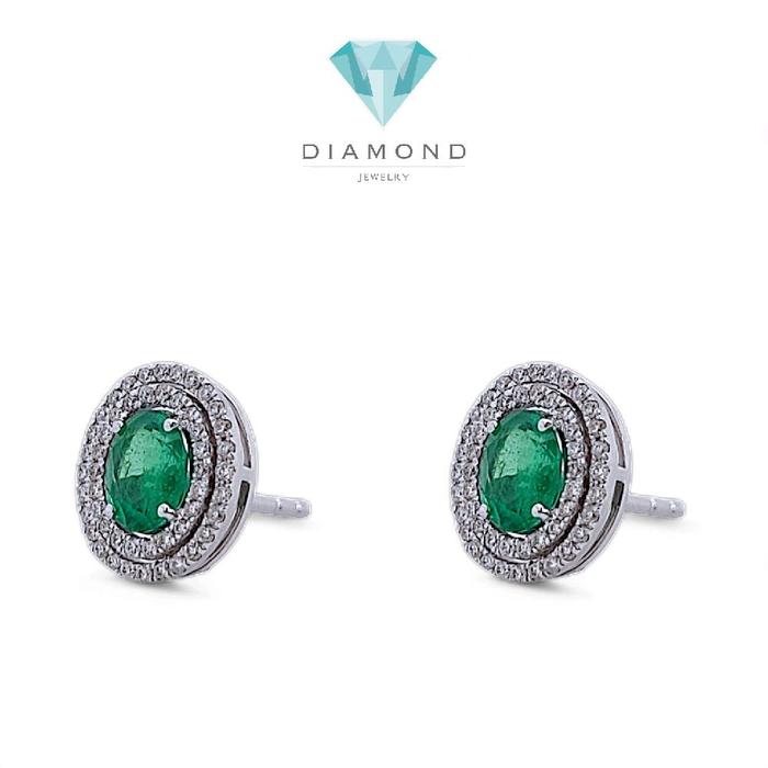 Emerald Diamond Earring 18K / Diamond Jewelry
