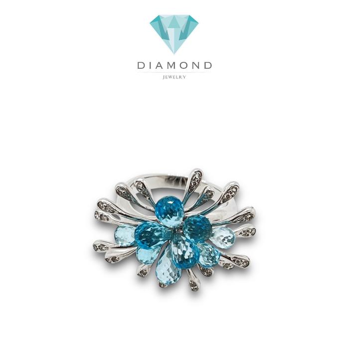 Aquamarine Flower Ring/cincin batu