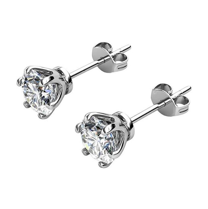 Anting emas solitaire kristal 18 Krt putih/gold Diamond Jewelry