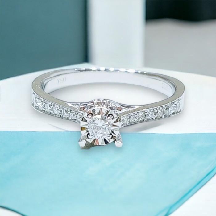 Solitaire illusion diamond ring/cincin berlian solitaire  Parisian 18k/cincin berlian tunangan berlian emas putih -Diamond Jewelry