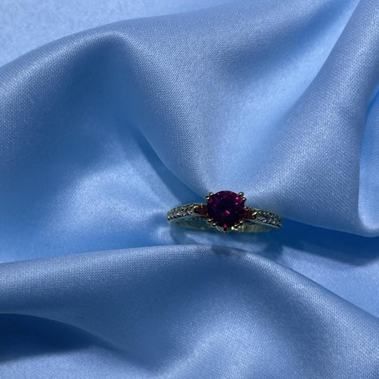 Redsor Red Solitaire 23K Gold Ring Diamond Jewelry-89CMSWP5-HT