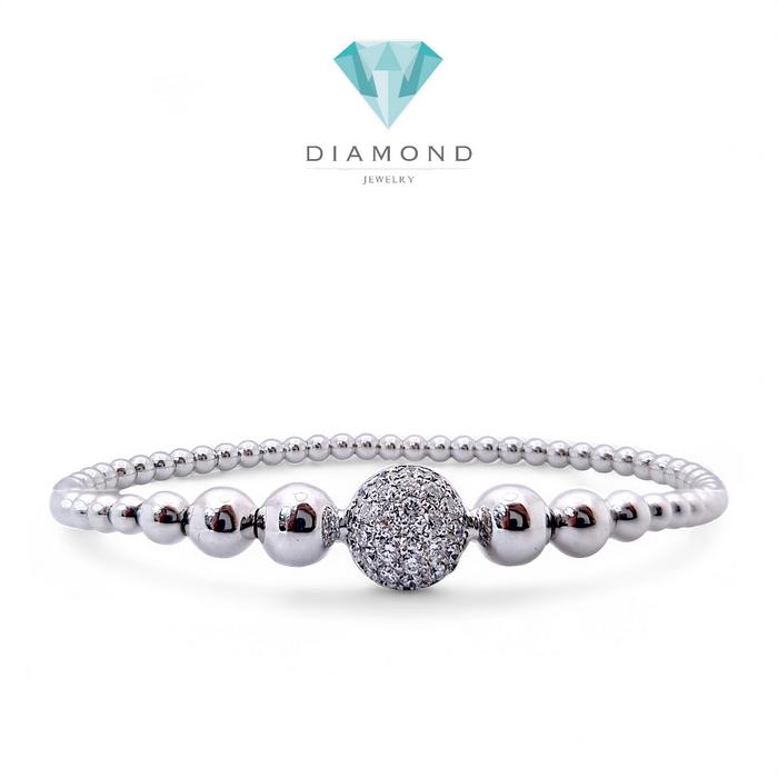 Diamond Bracelet perlee stretchable 18K / Diamond Jewelry