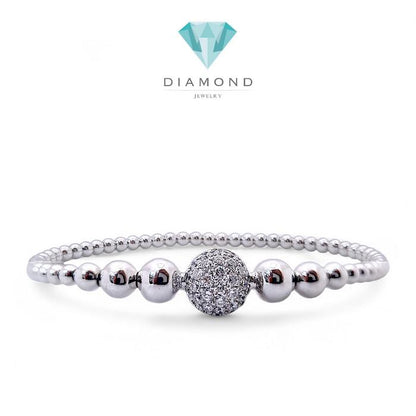 Diamond Bracelet perlee stretchable 18K / Diamond Jewelry