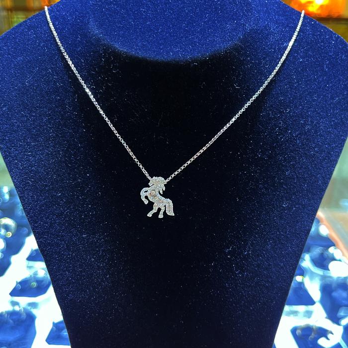 Unicorn Fauna Diamond Necklace White Gold 18K Diamond Jewelry-1KB5LSNEWUNICORN-HT