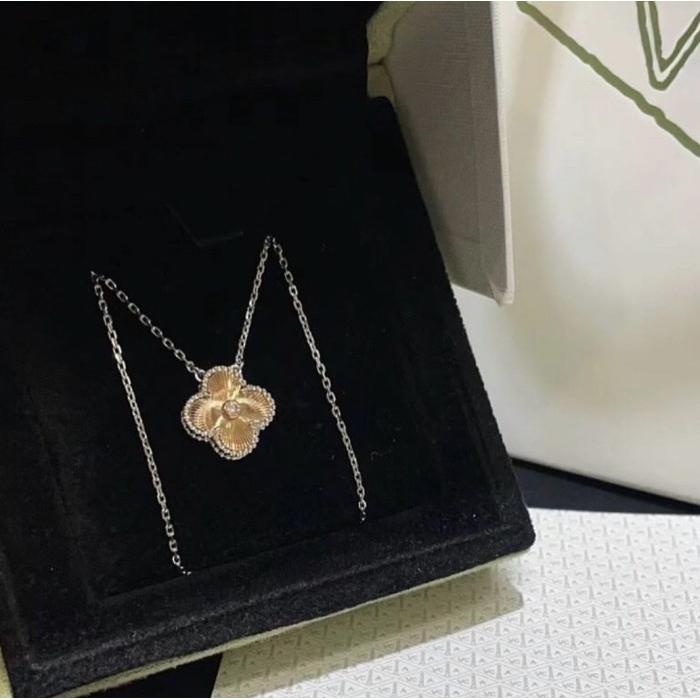 Kalung Vintage Holiday Clover Rose Gold & White Gold 18K-Diamond Jewelry-387KBD8500RY-HT