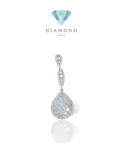 Pendant Pear Pave Diamond 18K White Gold-Diamond Jewelry