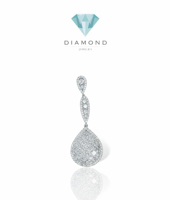 Pendant Pear Pave Diamond 18K White Gold-Diamond Jewelry