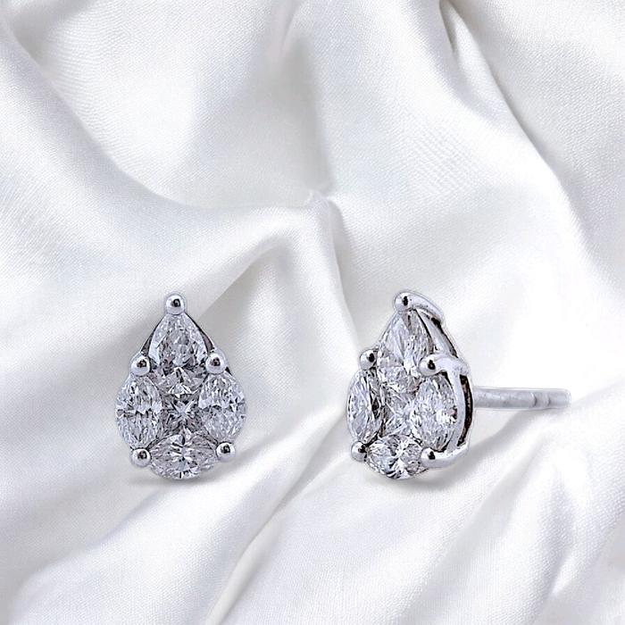 Tear Drop Diamond Earring 18K / Diamond Jewelry-398AB3591SD-HT