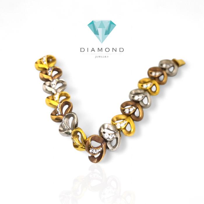 Gelang Emas 2 Warna 23K Diamond Jewelry-75GMS34WP-HT