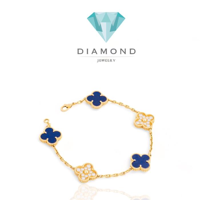 Clover blue diamond bracelet vc-Diamond Jewelry