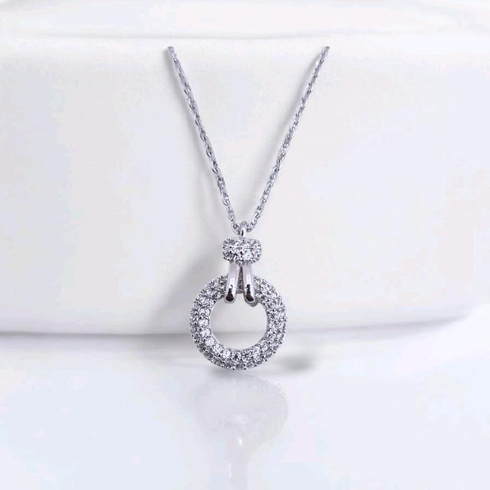 White Gold Circular Necklace 17K / Kalung Bundar Emas Putih 17K / Diamond Jewelry / 455KMS269LS