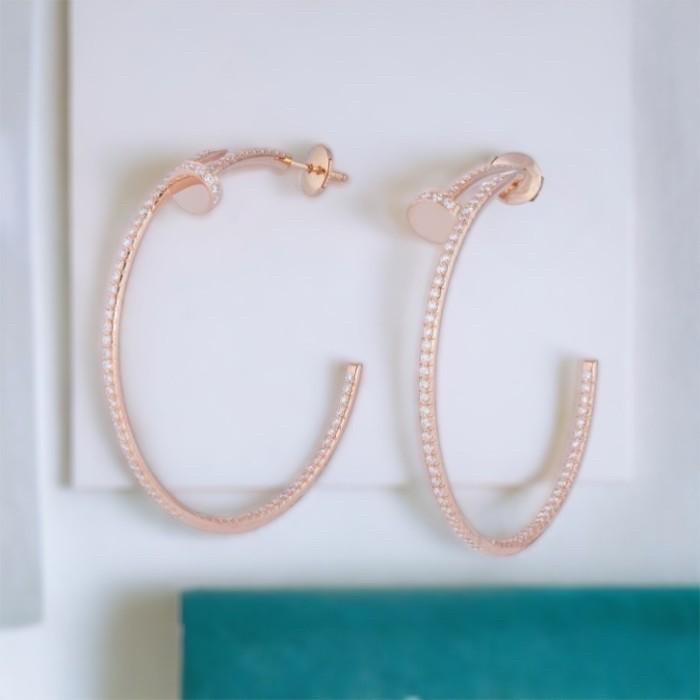 Pave hoop juste diamond earring 18k rose gold-Diamons Jewelry