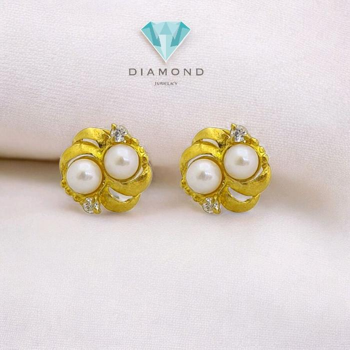 Anting Mas Mutiara 23K-Diamond Jewelry-311AMSWP4