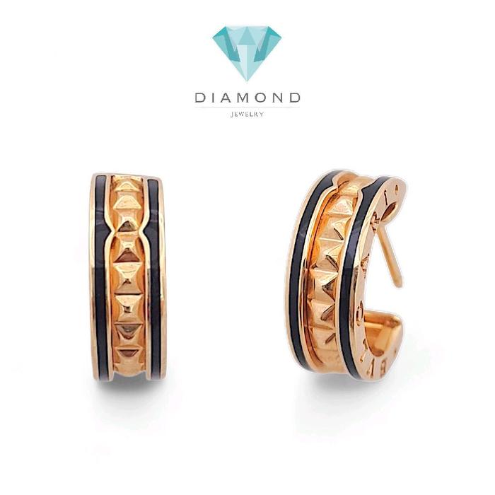 Hoop Onyx Earring 18K / Diamond Jewelry 379ABD1076RY