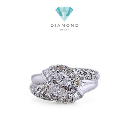 Cincin Berlian Multishape leaves/ diamond duo oval ring-Diamond Jewelry