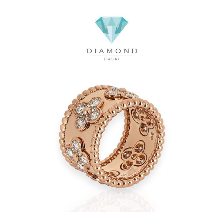 Perlee diamond clover wide ring/ cincin emas berlian perlee clover 18k-Diamond Jewelry