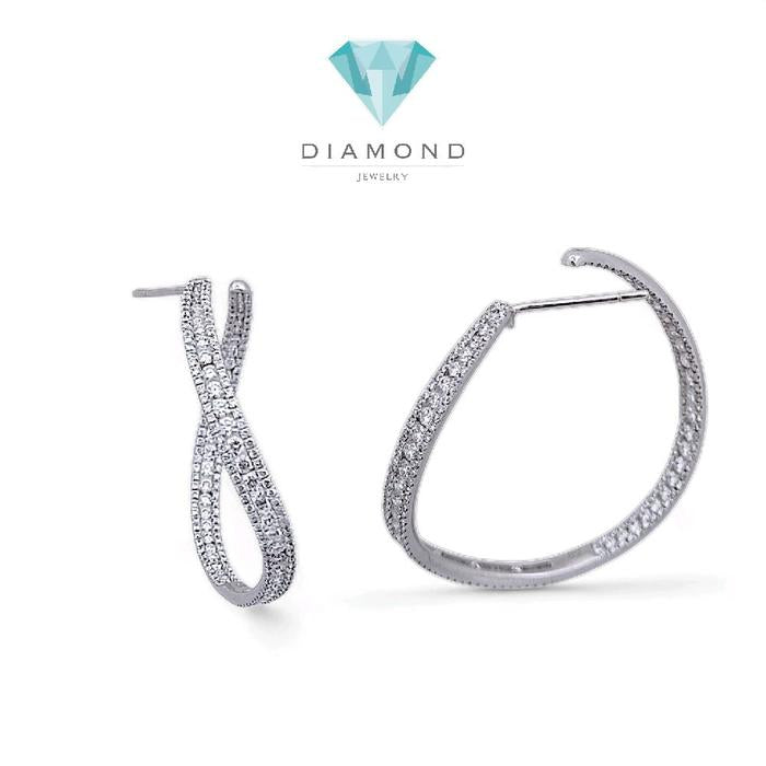 Diamond Earring Hoop  Big Gypsy 18 K white gold Diamond Jewelry