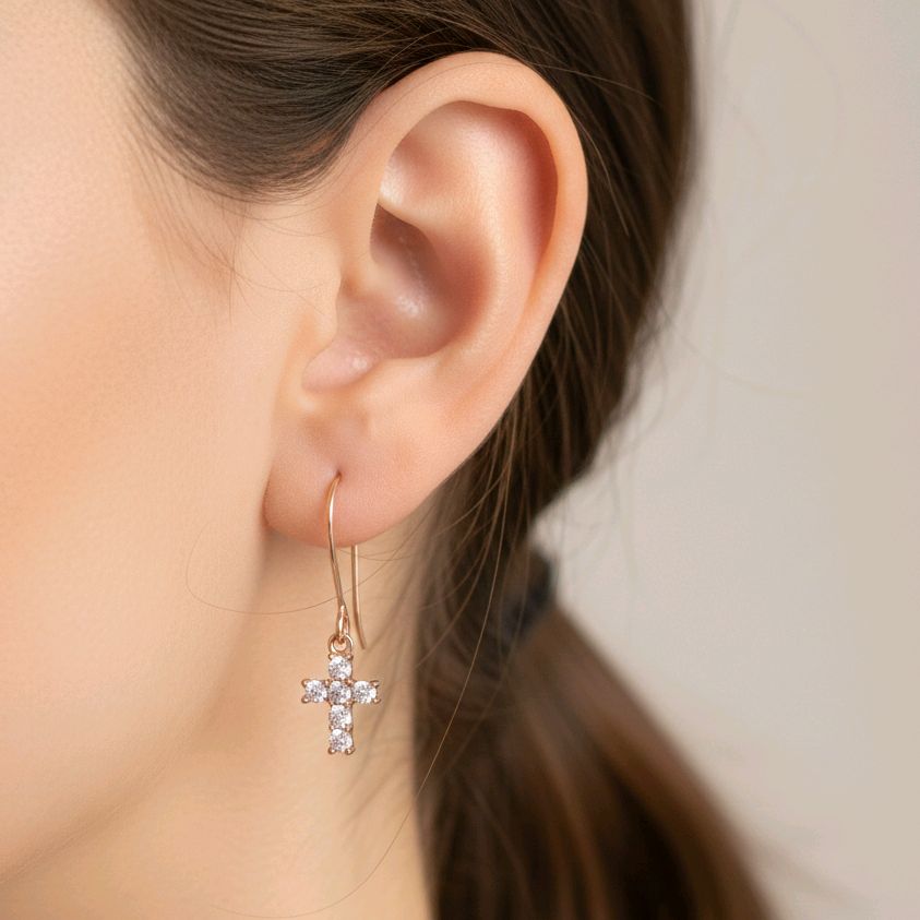 Anting  Emas Salib 17K / Diamond Jewelry / 430AMS113LS