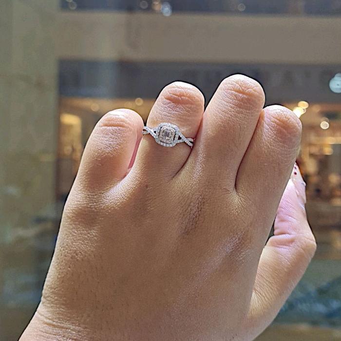 Pink Diamond Ring Princess/Cincin Berlian Pink Diamomd emas 18K-Diamond Jewelry-392CB6692SD-HT