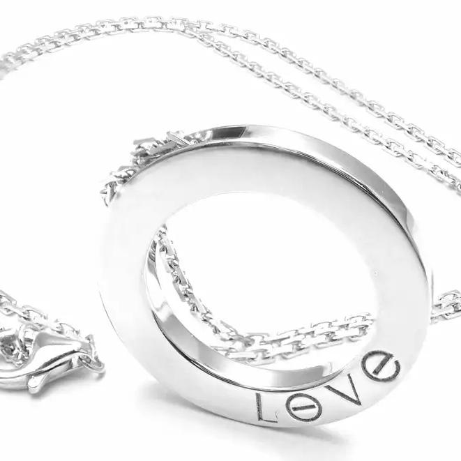 Love 3 diamond cartir pendant 18K white gold -Diamond Jewelry