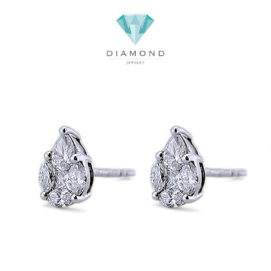 Tear Drop Diamond Earring 18K / Diamond Jewelry-398AB3591SD-HT