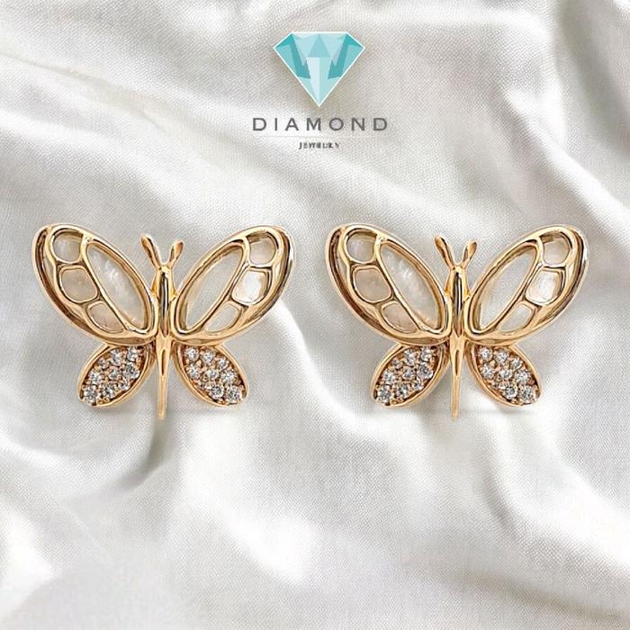 Anting Berlian Kupu-Kupu & MOP-Diamond Jewelry