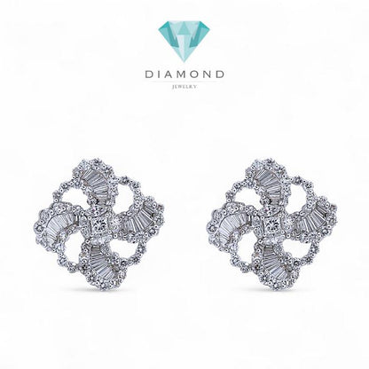Anting berlian tapper bunga 18k-diamond jewelry