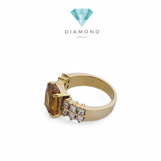Yellow citrin Diamond Ring 18K / Diamond Jewelry