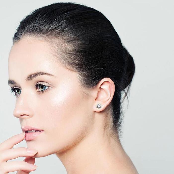 Anting emas solitaire kristal 18 Krt putih/gold Diamond Jewelry