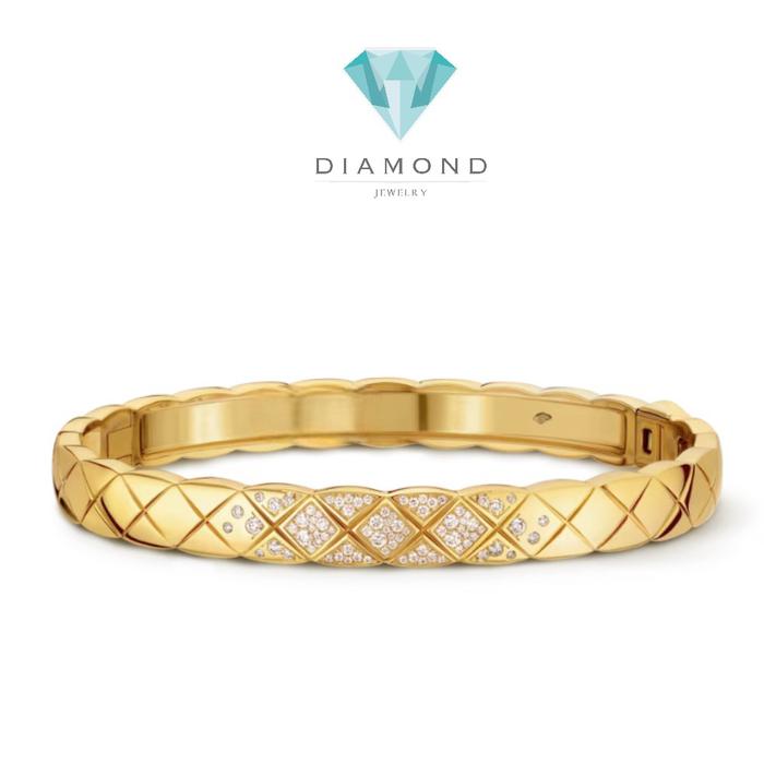 Quilt Medium Diamond Bangle 18K/Gelang Berlian Quilt 18K-Diamond Jewelry-407GBD12000LS-HT