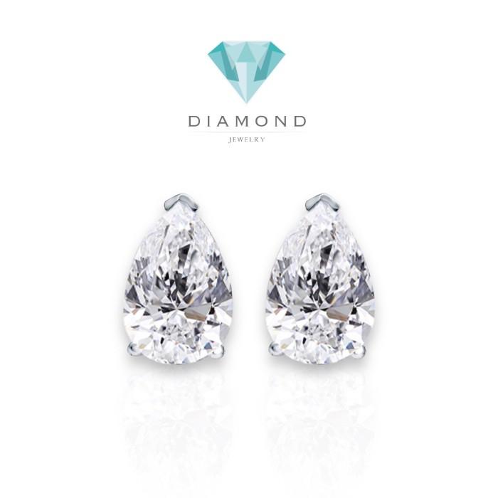 Pearshape Lab Grown Diamond Earring 3CT  18K- Elsy Jewelry