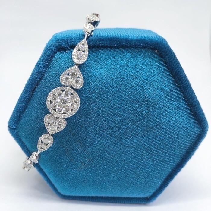 Diamond Pave Bracelet Lotus 18k white gold-Diamond Jewelry