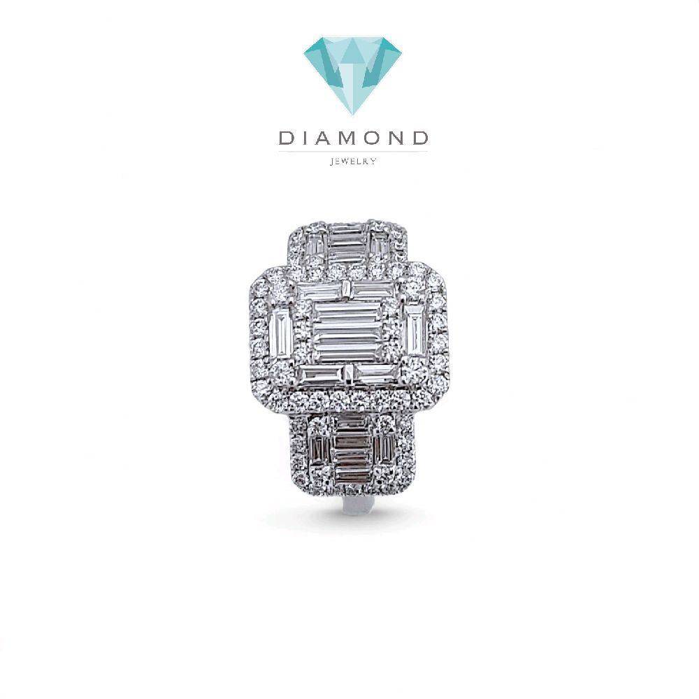 Tri Baguette Diamond Ring 18K / Cincin Berlian Tiga Baguette 18K / Diamond Jewelry 370CB14100VIONLS -HT