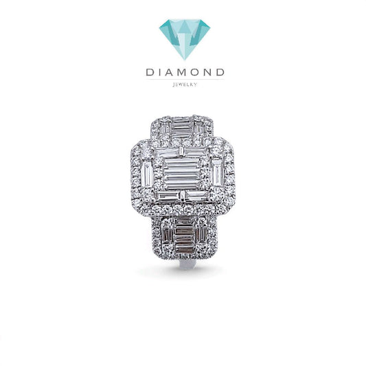 Tri Baguette Diamond Ring 18K / Cincin Berlian Tiga Baguette 18K / Diamond Jewelry 370CB14100VIONLS -HT