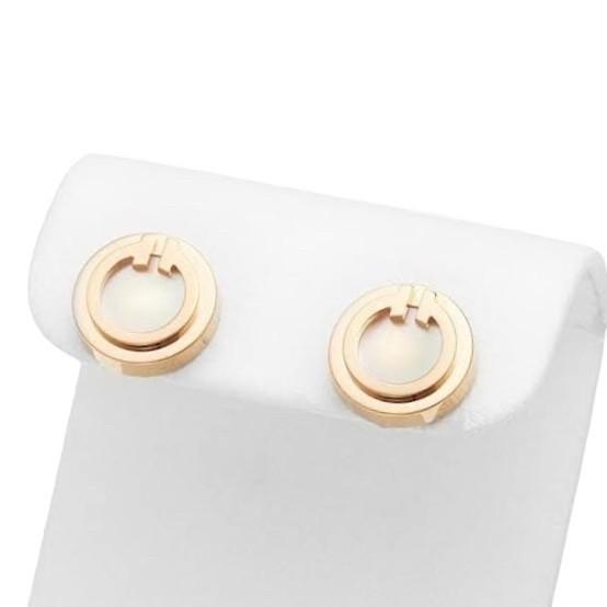 Round T pearl 18k rose gold earring- Diamond Jewelry