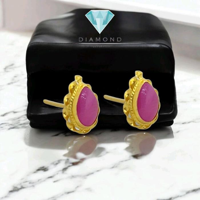 Anting Mas Batu Model Tear drop-Diamond Jewelry-304AMSWP1